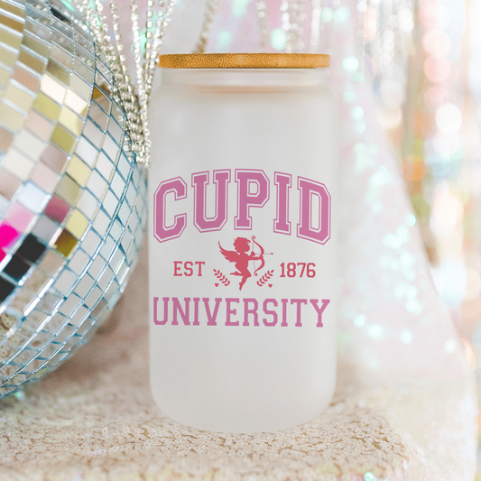 Cupid University 13 oz Frosted Libbey Glass Can