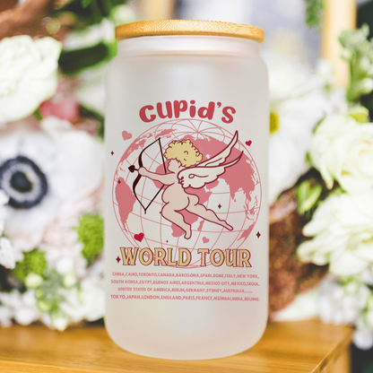 Cupid's World Tour 13 oz Frosted Libbey Glass Can