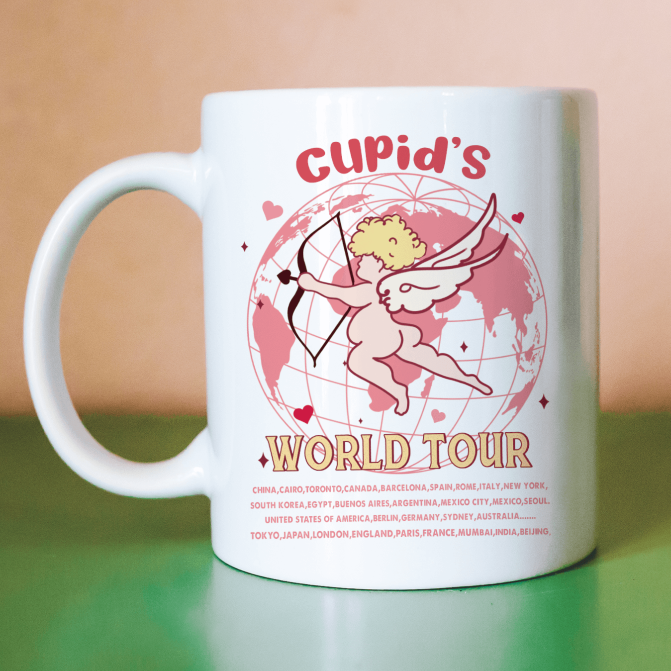 Cupid's World Tour 12 oz Ceramic Mug