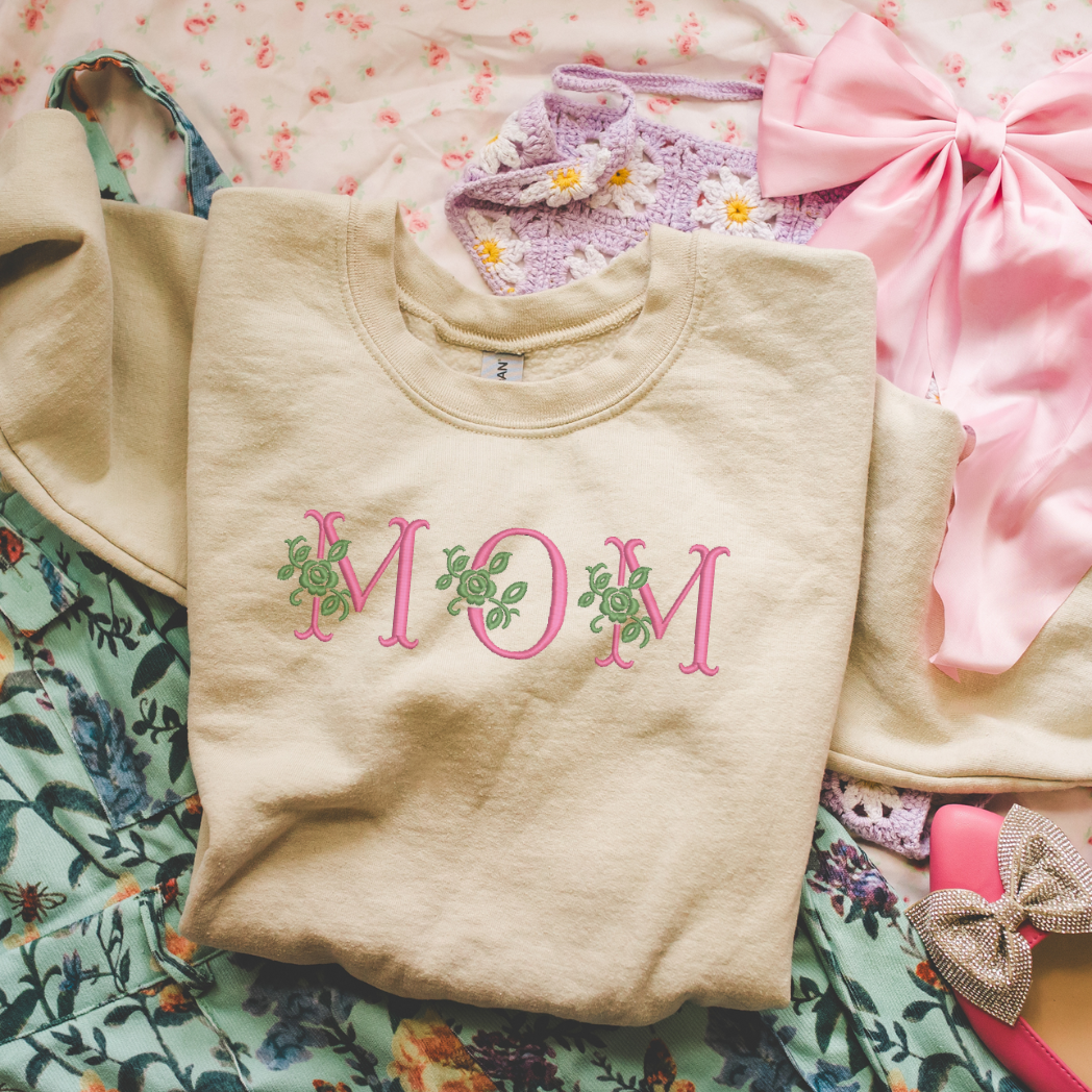 Custom Embroidered Floral Monogram Sweatshirt