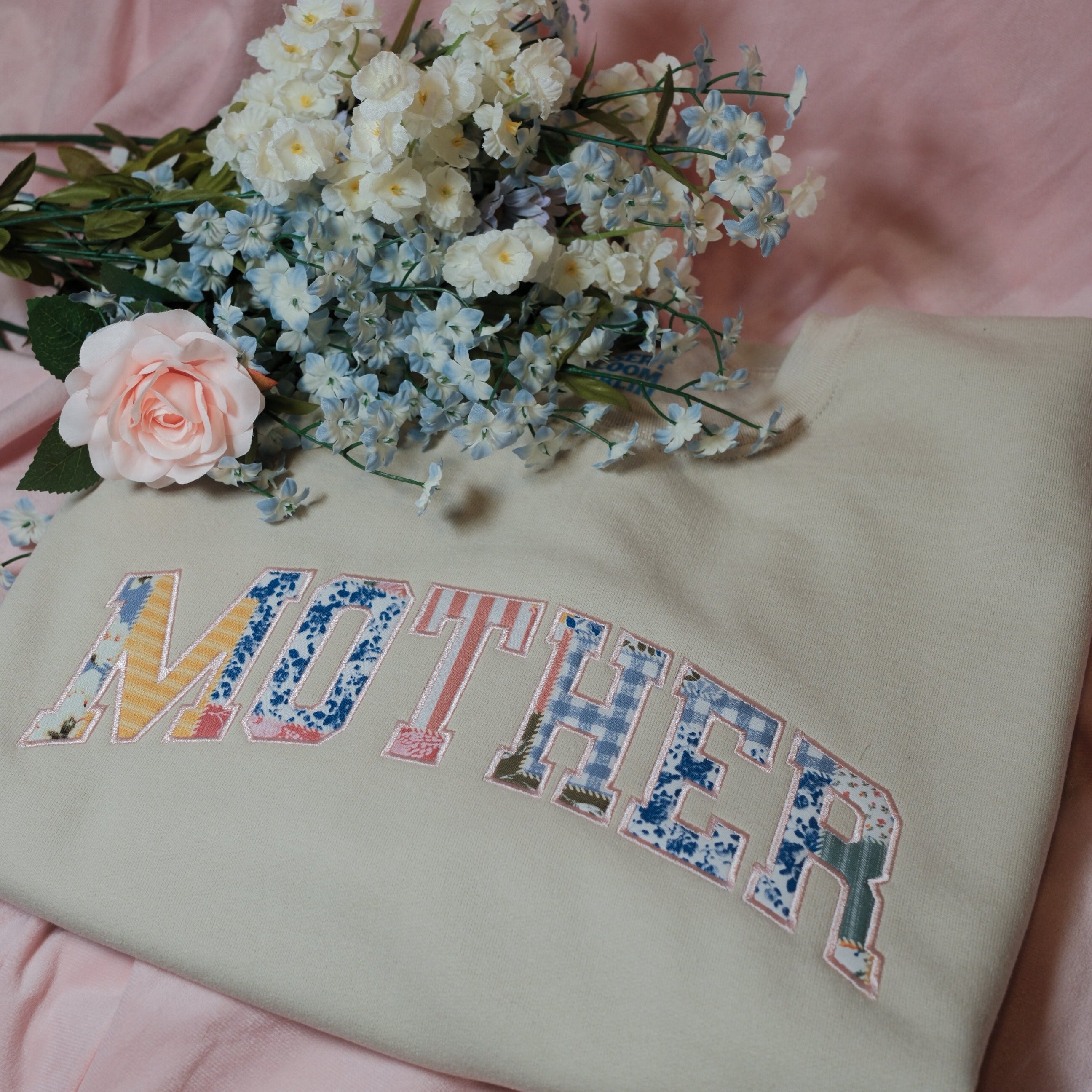Custom Text Patchwork Embroidered Sweatshirt