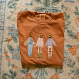 Embroidered Pumpkin Girls Night Sweatshirt or T Shirt