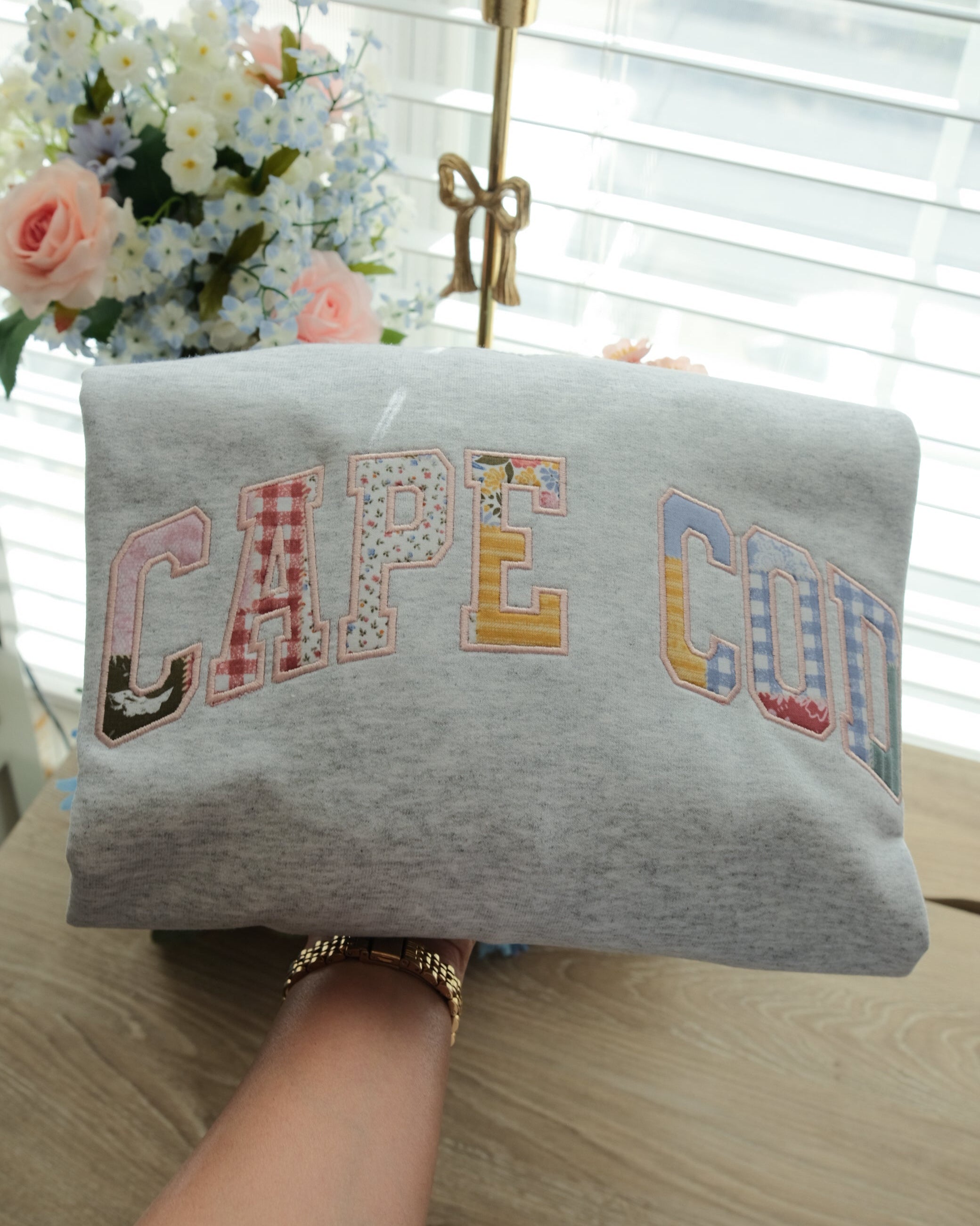 Custom Text Patchwork Embroidered Sweatshirt
