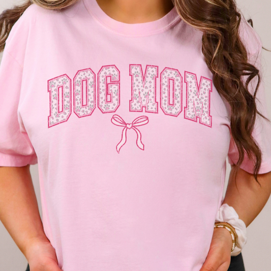 Coquette Dog Mom Bow T Shirt