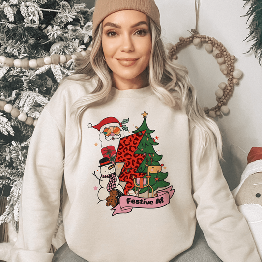 Whimsical Festive AF Holiday Sweatshirt