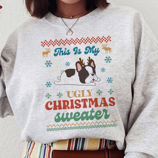 Festive Frenchie Ugly Christmas Sweatshirt