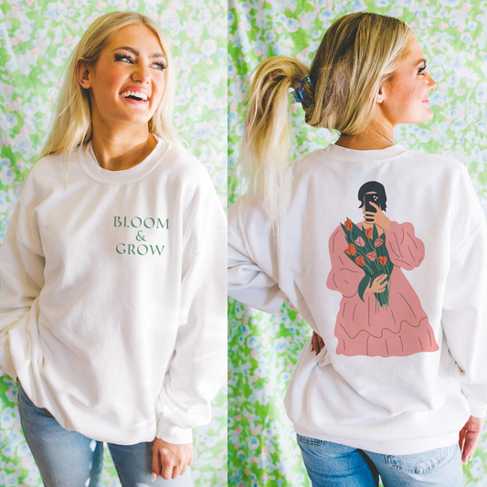 Green Bloom and Grow Floral Selfie Sweatshirt