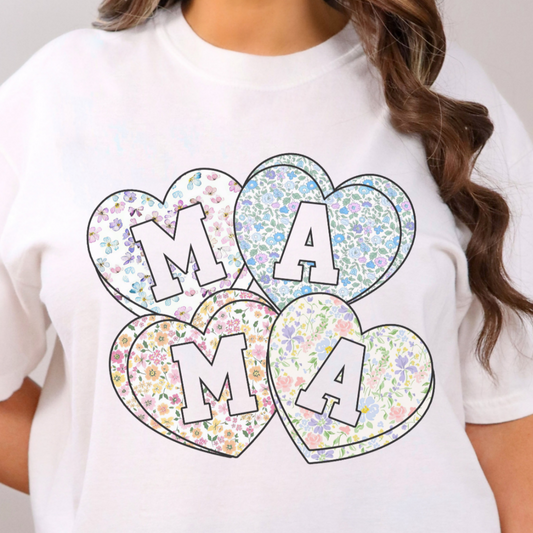 Floral Hearts Mama T Shirt
