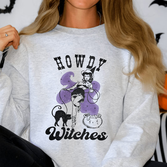 Howdy Witches Western Cowgirl Cauldron Sweatshirt