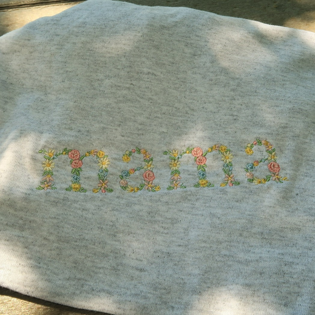 Embroidered Floral Mama Crewneck Pullover