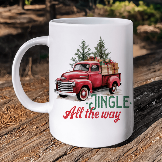 Vintage Red Truck Christmas Holiday 12 oz Ceramic Mug