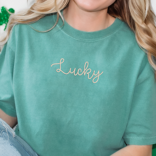 St. Patrick's Day Embroidered Lucky T Shirt