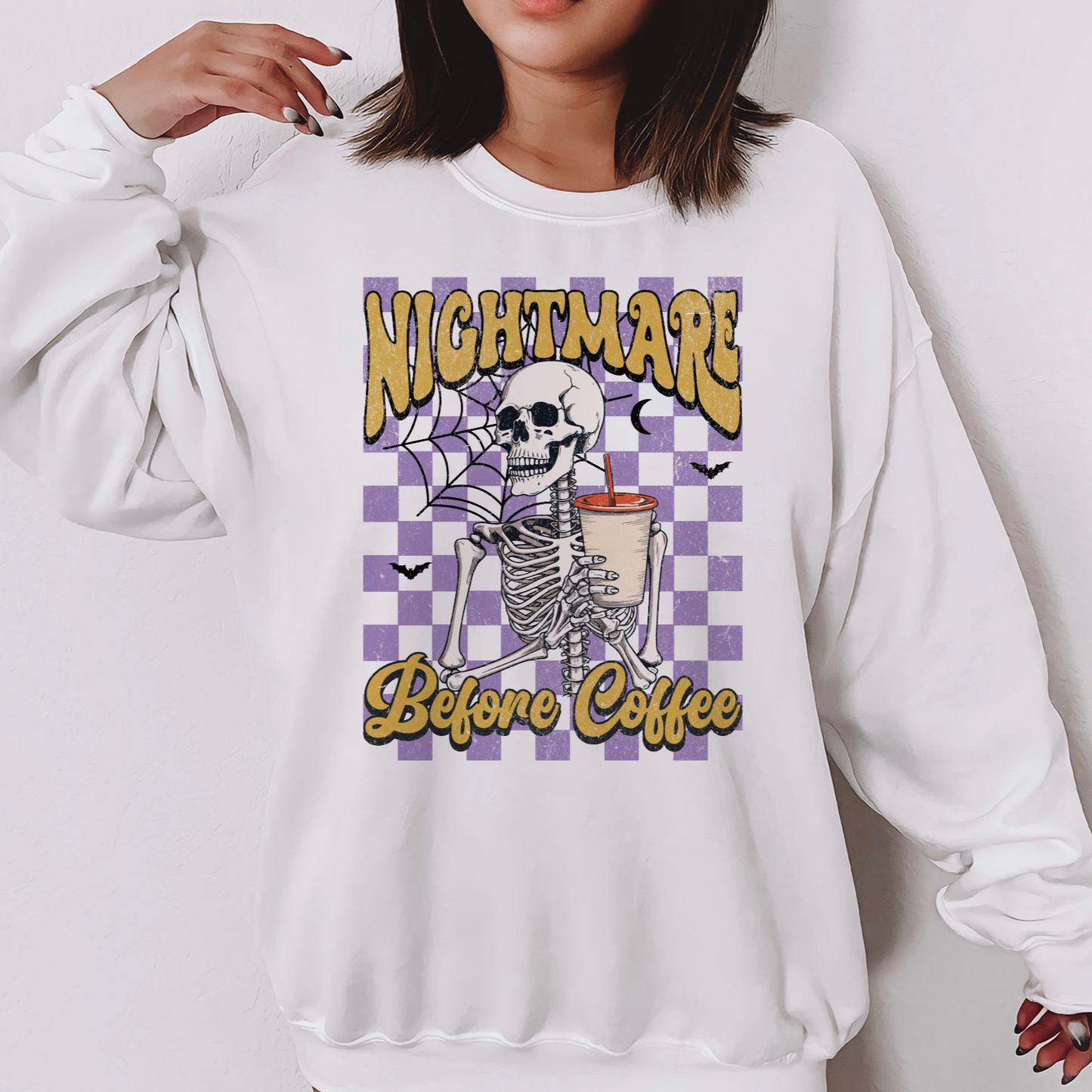Caffeine Cravings Skeleton 'Nightmare Before Coffee' Sweatshirt