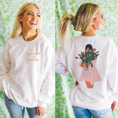 Orange Bloom and Grow Floral Sweatshirt