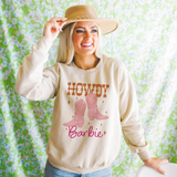 Pink and Orange Distressed Howdy Barbie Western Sweatshirt