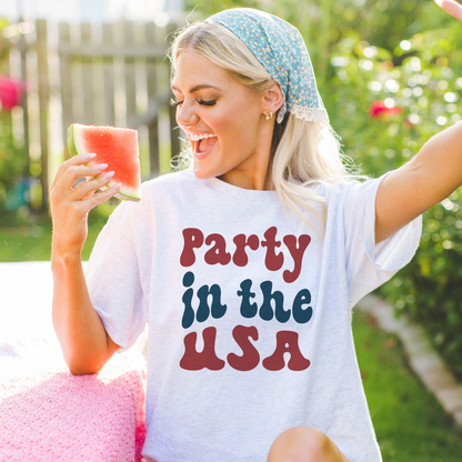 Party in the USA bubble letters T Shirt
