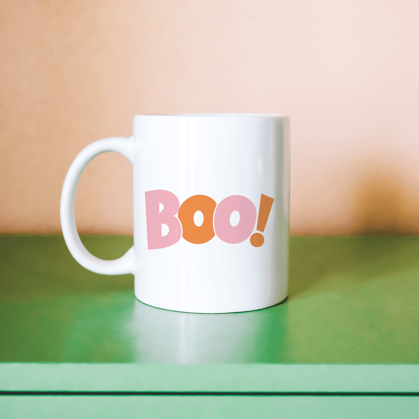 Boo! Bubble Burst Pink and Orange Halloween Mug