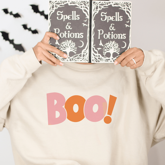 Boo! Bubble Burst Pink and Orange Halloween Sweatshirt