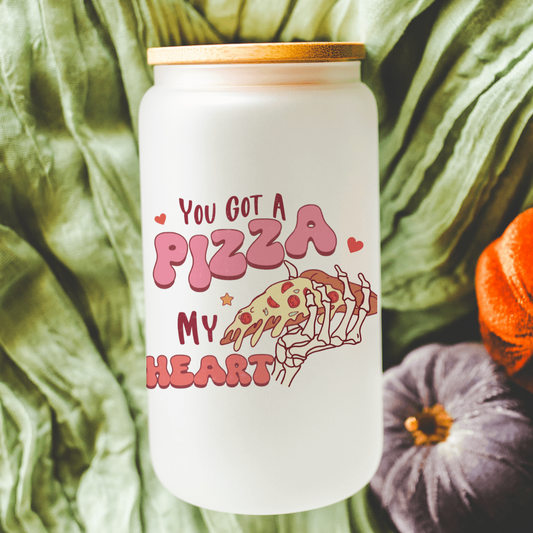 Foodie Love 'You Got a Pizza My Heart' 13 oz Frosted Libbey Glass Can