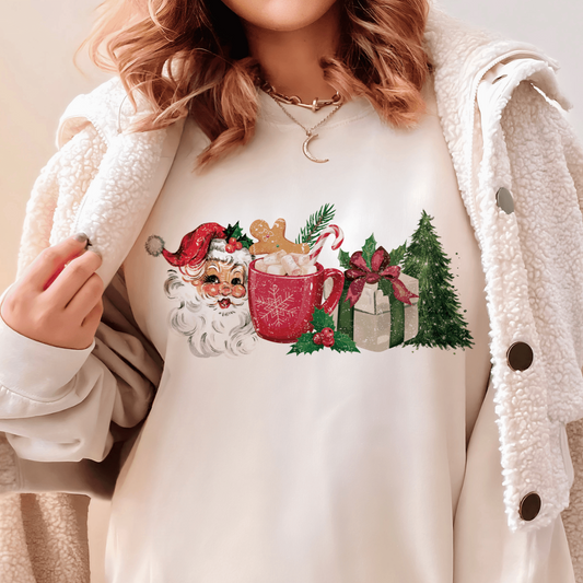 Retro Santa's Festive Mug Christmas Sweatshirt