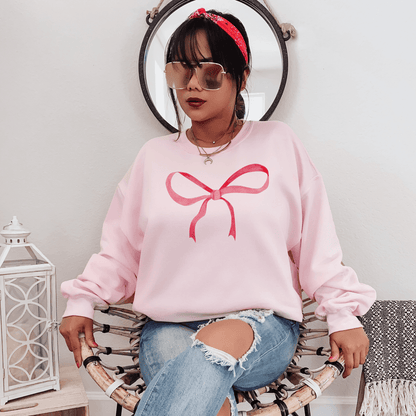 Girly Pink Single Bow Sweatshirt