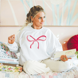 Girly Pink Single Bow Sweatshirt