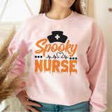 Spooky Nurse Droopy Font and Heartbeat Sweatshirt