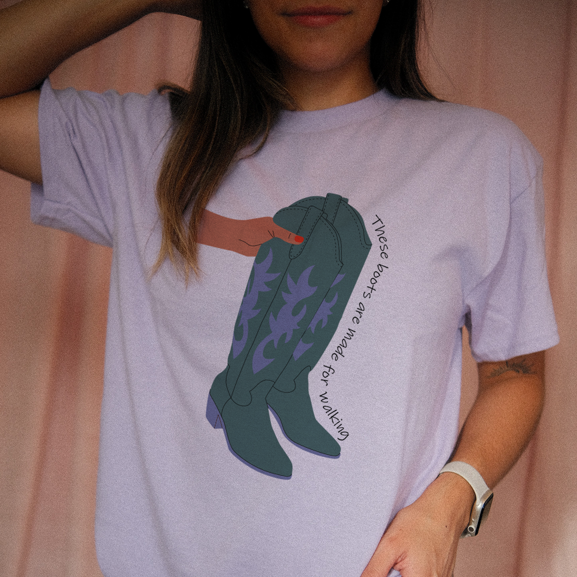 Purple and Teal Boots T Shirt