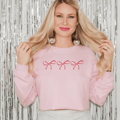 Girly Pink Triple Bow Sweatshirt