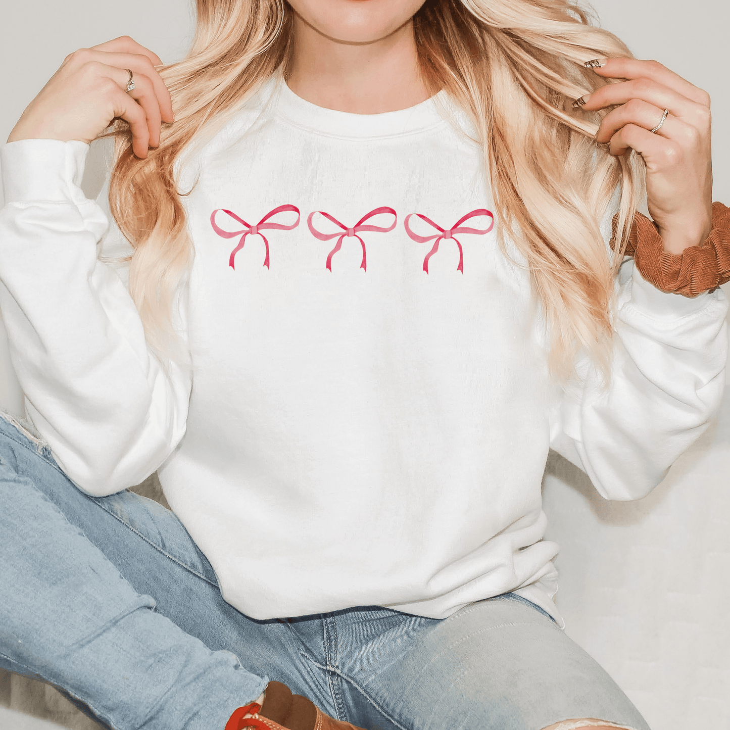 Girly Pink Triple Bow Sweatshirt