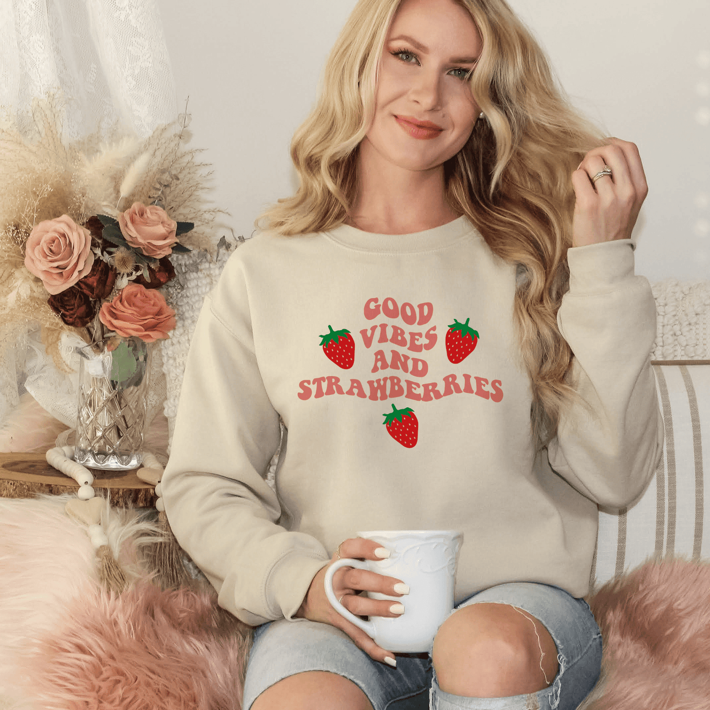 Good Vibes and Strawberries Sweatshirt