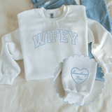 Wifey or Wife Sweatshirt with Something Blue Embroidered Sweatshirt or T Shirt