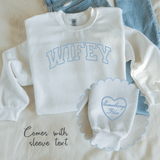 Wifey or Wife Sweatshirt with Something Blue Embroidered Sweatshirt or T Shirt