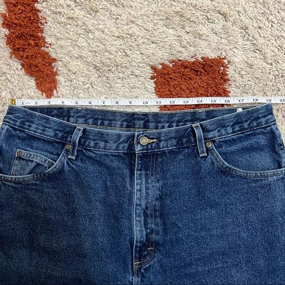Custom Wrangler high waisted denim cutoff shorts in size 16