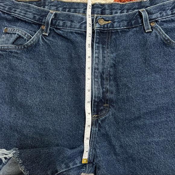 Custom Wrangler high waisted denim cutoff shorts in size 16