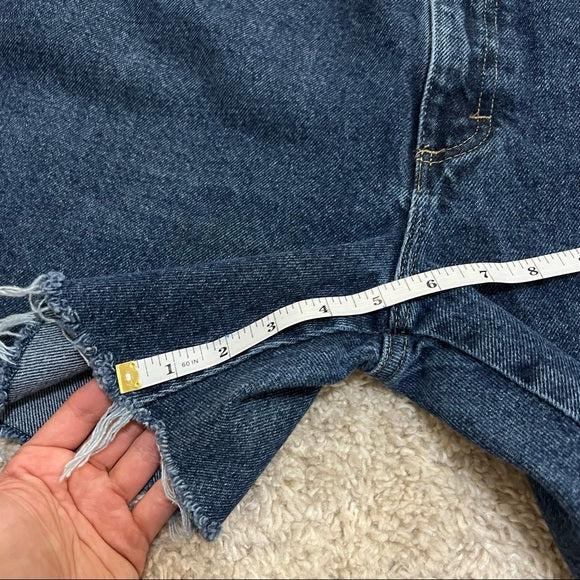 Custom Wrangler high waisted denim cutoff shorts in size 16