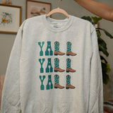 Yall Yall Yall Teal Cowboy Cowgirl Western Boots Sweatshirt