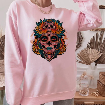 Floral Woman Skull Dia de los Muertos