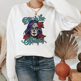 Floral Woman Skull Dia de los Muertos