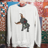 Holiday Frenchie with Antlers and Lights Sweatshirt