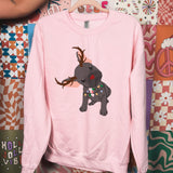 Holiday Frenchie with Antlers and Lights Sweatshirt