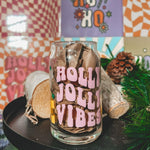 Holly Jolly Vibes 16 Oz glass cup