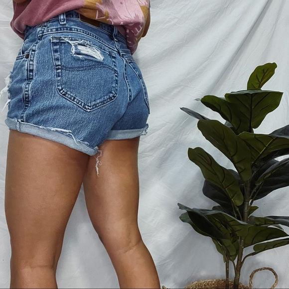 Lee distressed high waisted Cutoffs. Size 26