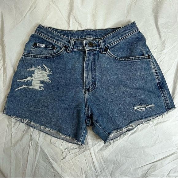 Lee distressed high waisted Cutoffs. Size 26