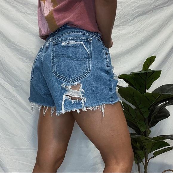 Lee distressed high waisted Cutoffs. Size 30