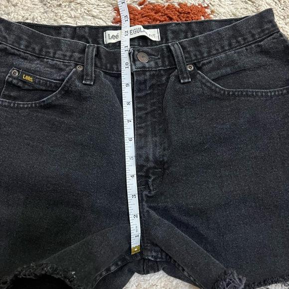 Lee high waisted black denim cutoff shorts in size 32