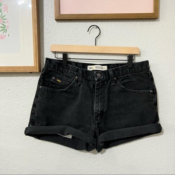 Lee high waisted black denim cutoff shorts in size 32