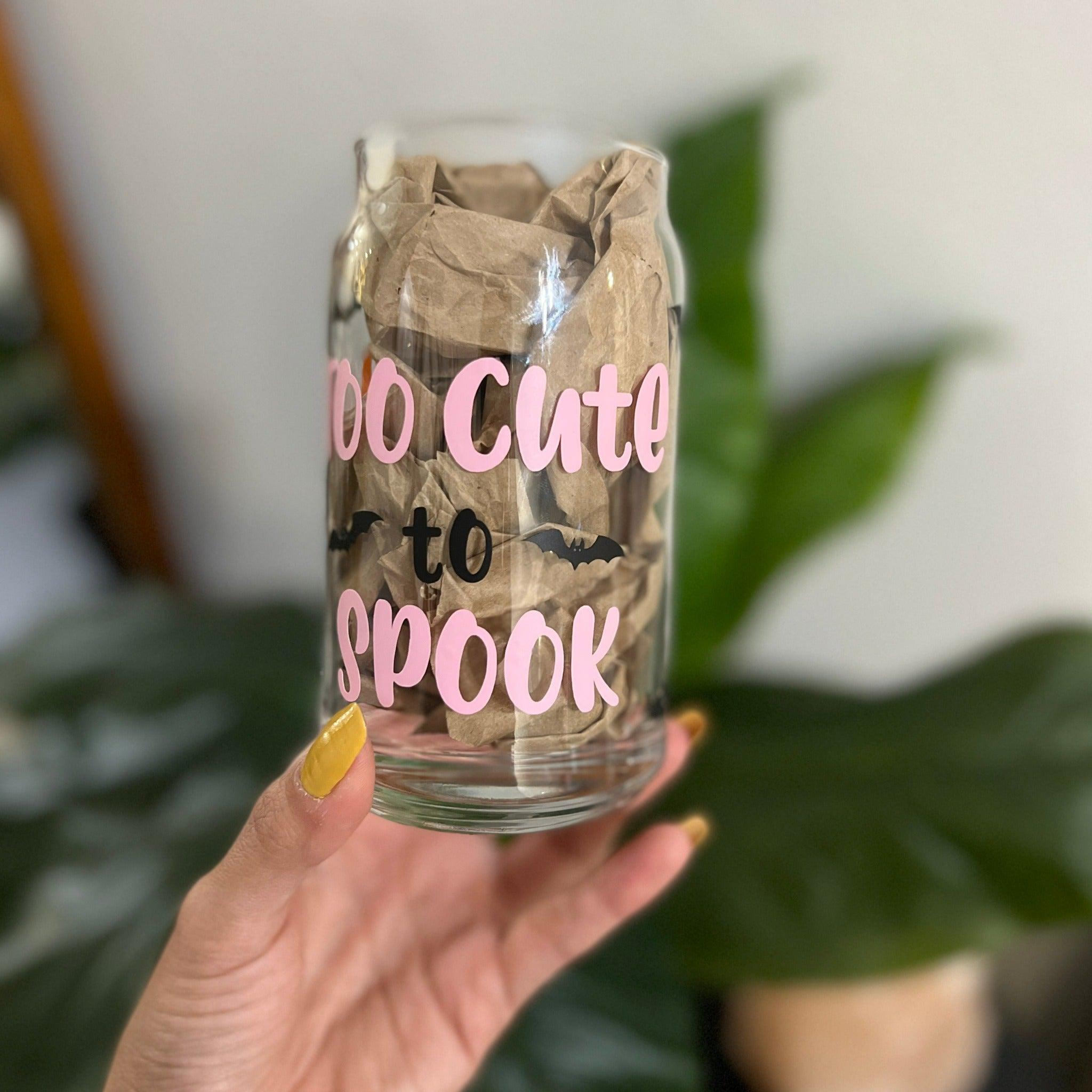 Too Cute to Spook bat Libbey glass can