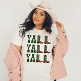 Yall Yall Yall Dark Green Cowboy Cowgirl Western Boots T Shirt