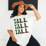 Yall Yall Yall Dark Green Cowboy Cowgirl Western Boots T Shirt